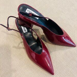 Steve Madden Burgundy Patent Pointed-Toe Slingback Pumps